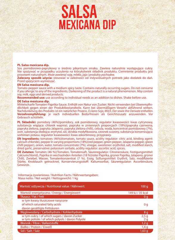 Salsa mexicana dip - 1000 gramov