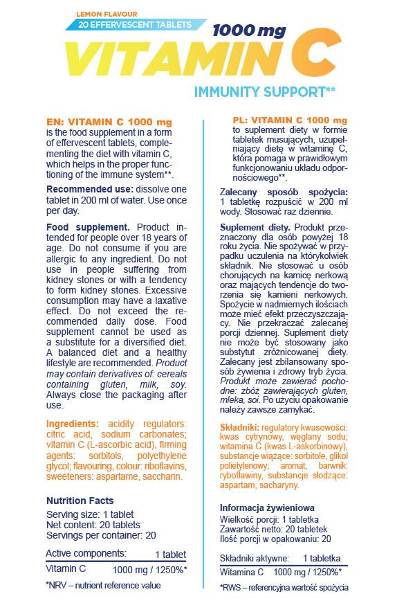 Vitamin C 1000 mg | Šumeča - 20 topnih tablet