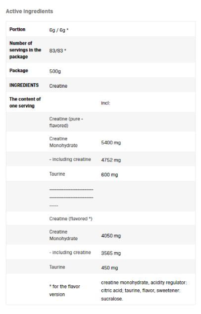 Aromatiziran kreatin - 0,500 kg