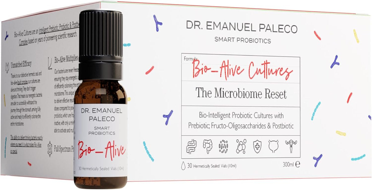 Tribiotični bio–<tc>Alive</tc>® 300 CFU (probiotik, prebiotik in postbiotik) 30 odmerkov