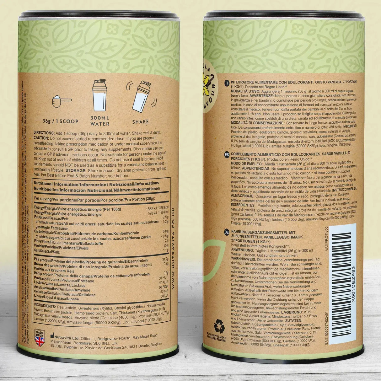 Veganske beljakovine + encimi - 750 g (vanilija) <tc>Nutravita</tc>