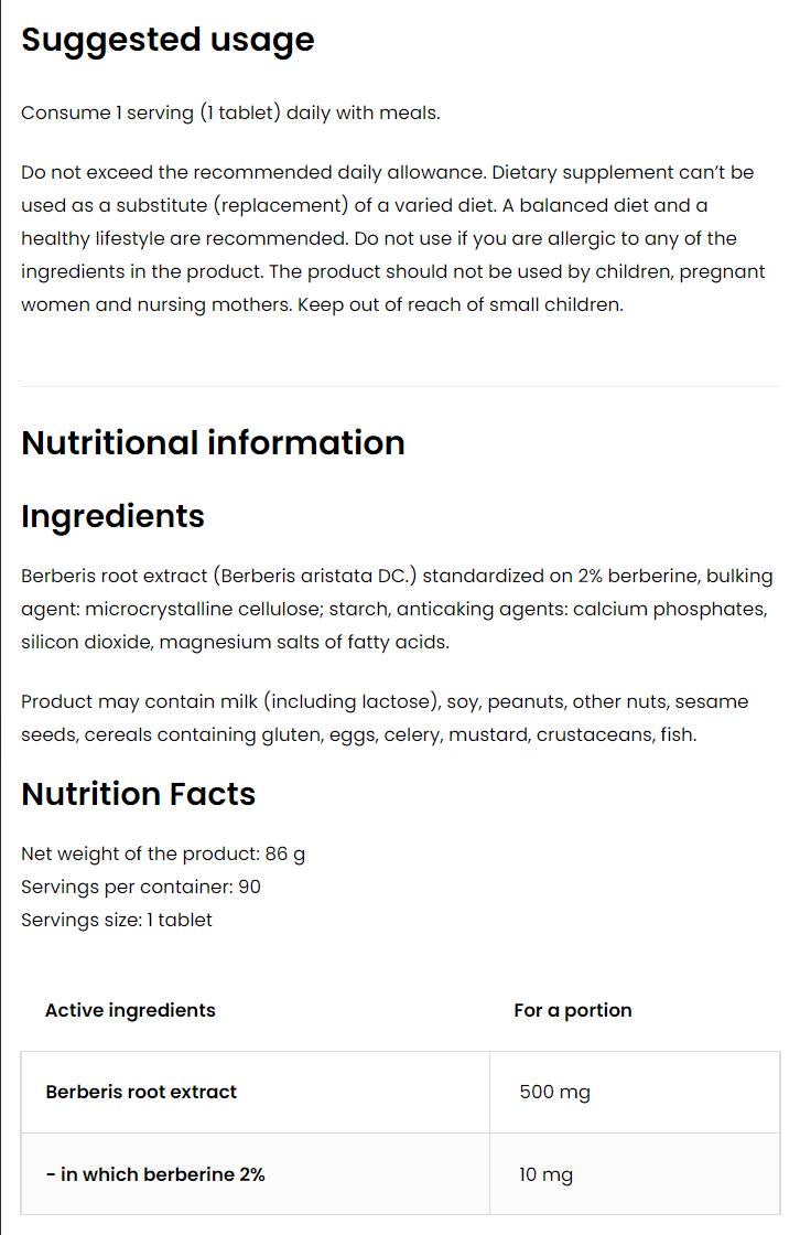 Berberin 500 mg 90 tablet