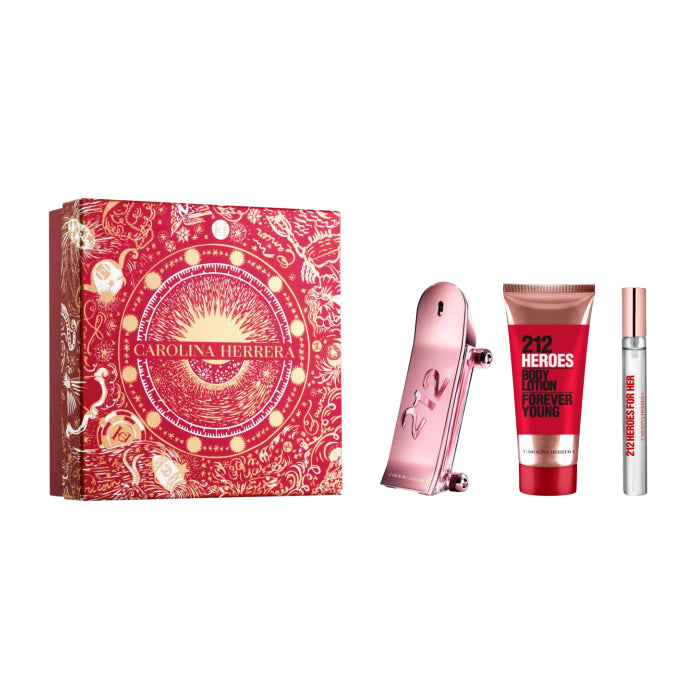 <tc>CAROLINA HERRERA</tc> 212 Heroes For Her parfumska voda v razpršilu, 80 ml, 3 kosi, Božič 2023