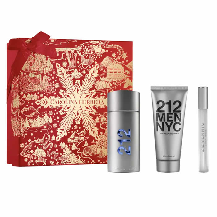 <tc>CAROLINA HERRERA</tc> 212 Moška toaletna voda v spreju, 100 ml, set 3 kosov