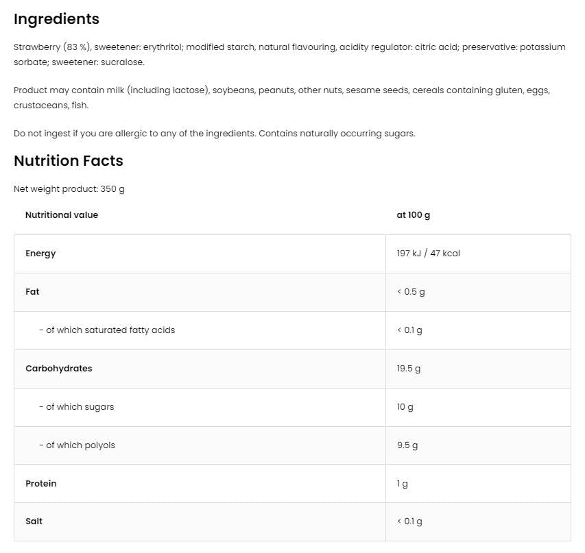 Jagoda 83% želeja Squeeze | Ni dodanega sladkorja 350 ml
