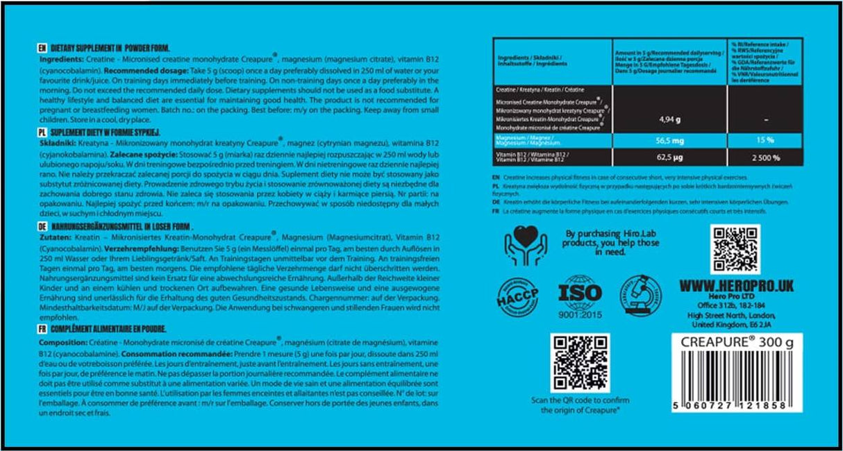 Creatine Creapure® v prahu - 300 gramov