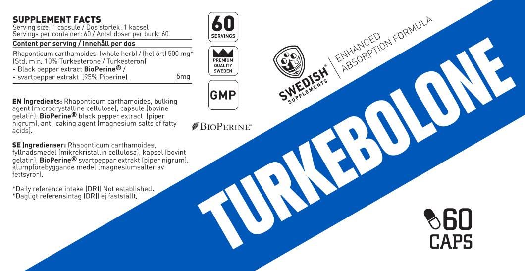 Turkebolone | Turkesteron 500 mg z bioperinom® - 60 kapsul