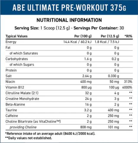 Abe - vse črno vse | Ultimate pred vadbo - 375 gramov