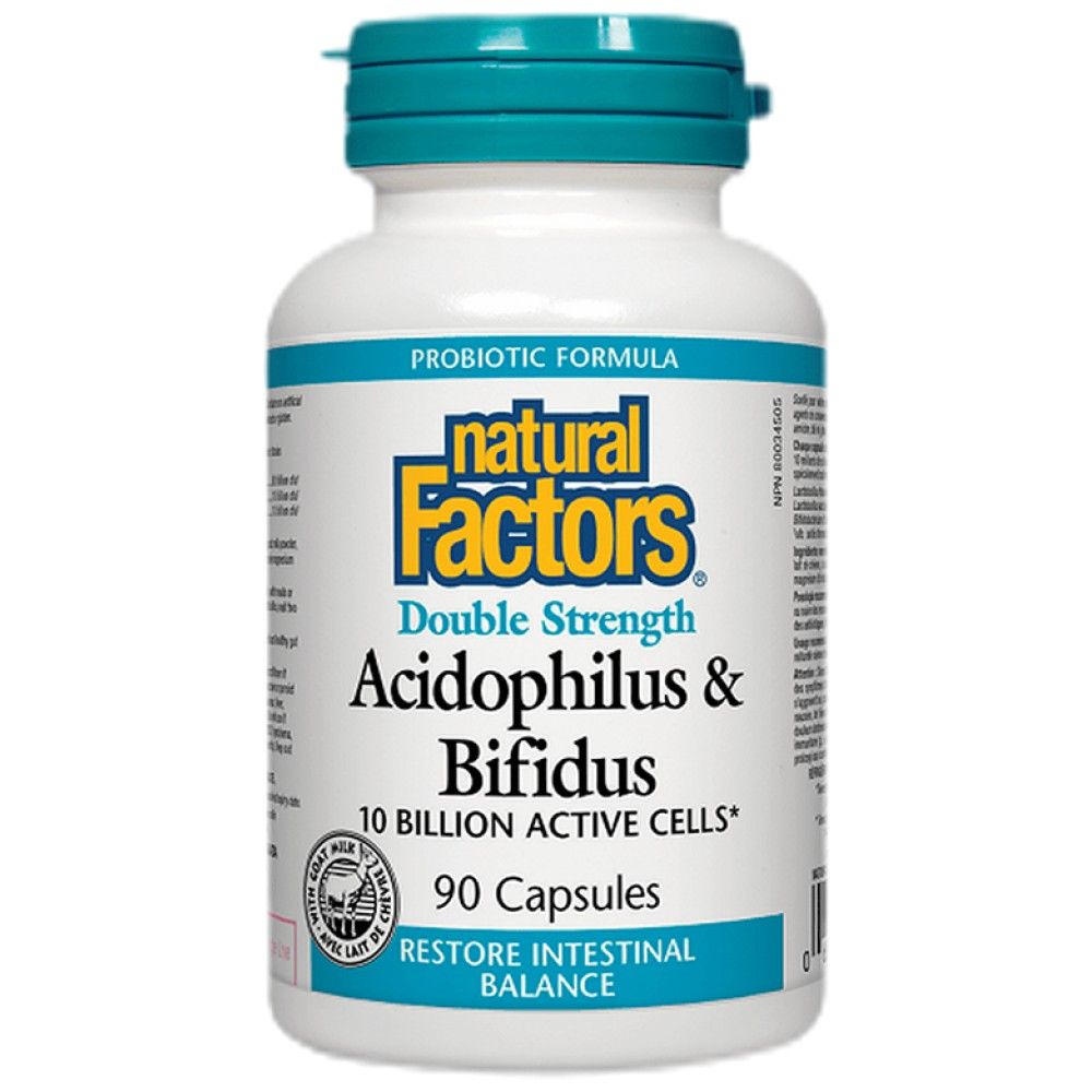 Acidophilus & Bifidus dvojna trdnost | 10 milijard aktivnih celic - 90 kapsul
