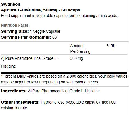 Ajipure l-histidin 500 mg 60 kapsul