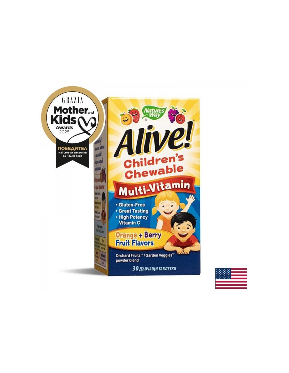 <tc>Alive</tc>! Otroške žvečljive multivitaminske tablete - 30 žvečljivih tablet