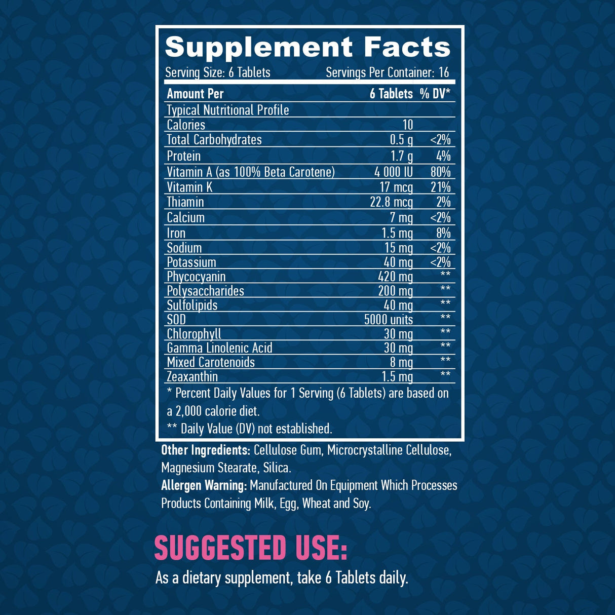 Vse naravne spiroline 500mg. / 100 zavihkov.