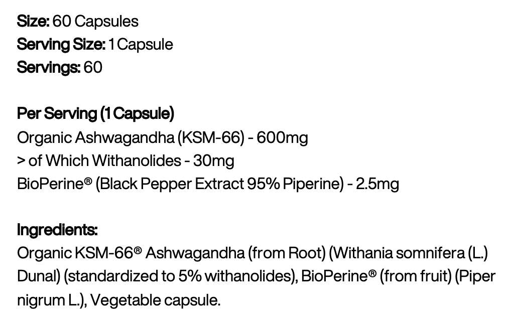 Ashwagandha KSM -66 600 mg - 60 kapsul
