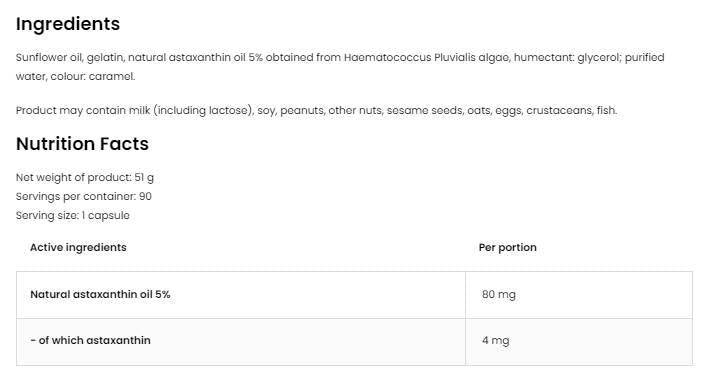 Astaxanthin Forte 4 mg 90 gel kapsul
