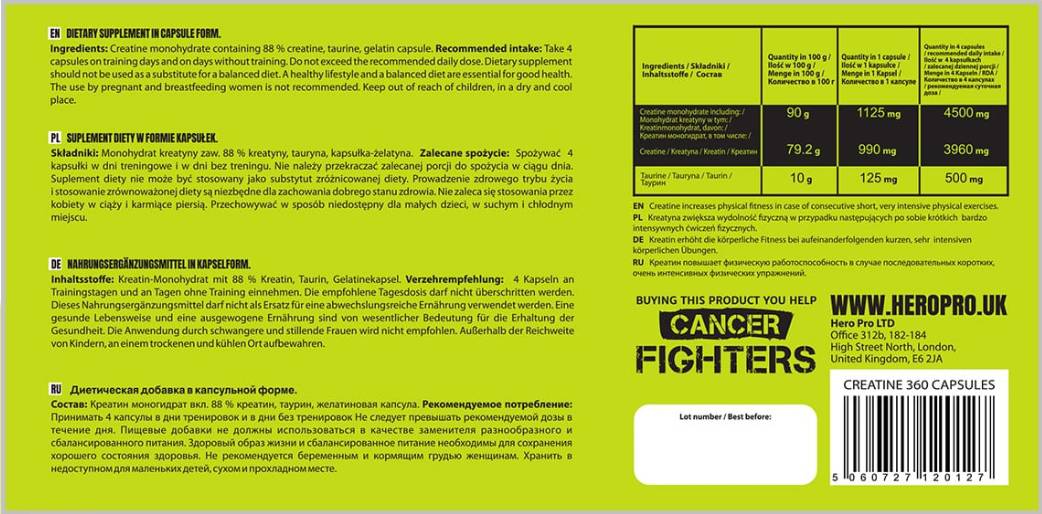 Kreatin monohidratne kapice - 360 kapsul