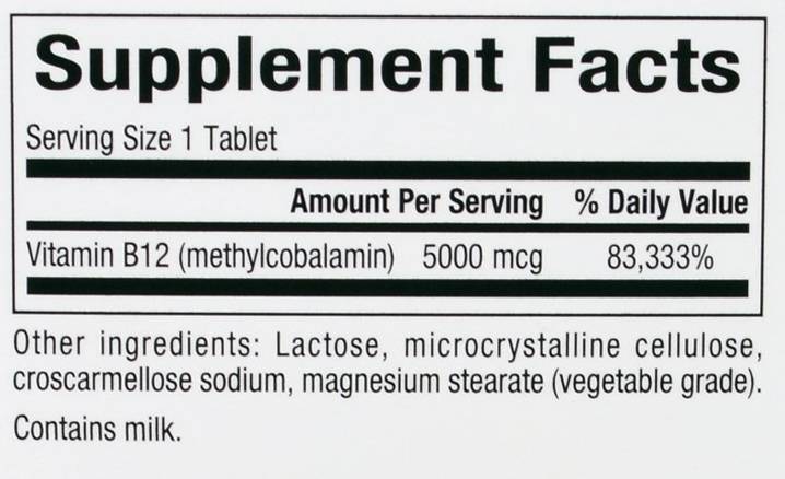 B12 metilkobalamin 5000 mcg - 60 žvečilnih tablet