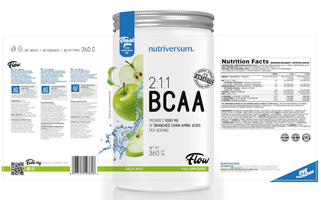 BCAA 2: 1: 1 prah | Tok - 360 gramov