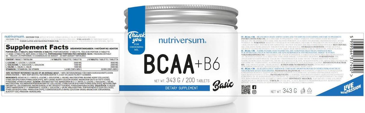 BCAA + B6 tablete - 200 tablet