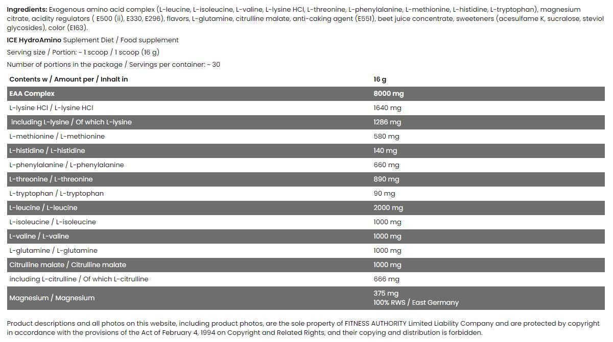 Hydro Amino / Ice Series - 16 gramov