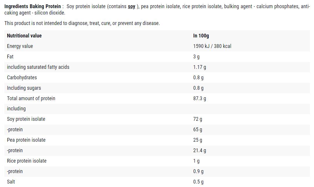 Protein za peko | Velika beljakovinska veganska pekača mešanica - 500 gramov