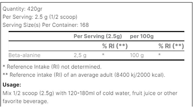 Beta -alanin xs v prahu - 420 gramov