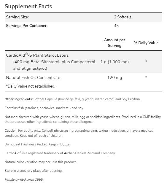 Beta -sitosterol rastlinski steroli - 180 softgelov