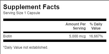 Biotin 5000 mcg - 100 kapsul