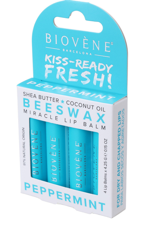 Balzam za ustnice s čebeljim voskom in metino - svežino in zaščito - 4 kose