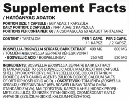 Boswellia 400 mg | Izvleček lubja Boswellia Serrata - 60 kapsul