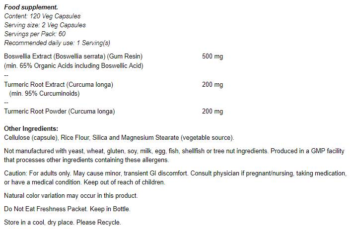 Ekstrakt Boswellia 250 mg - 120 kapsul