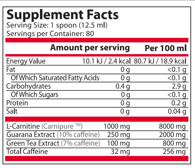 <tc>Pure Nutrition</tc> - CARNI MAX TEKOČINA z GUARANO in ZELENIM ČAJEM - 1000 ML