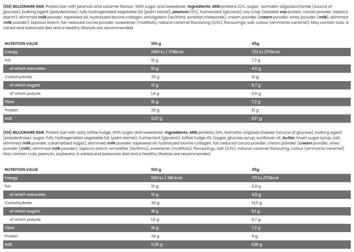 Bar milijarder | Visoke vlaknine ~ brez glutena ~ beljakovinski bar - 45 gramov