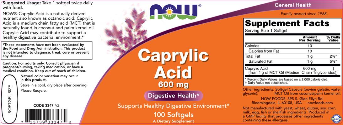 Kaprilna kislina 600 mg - 100 gel kapsul