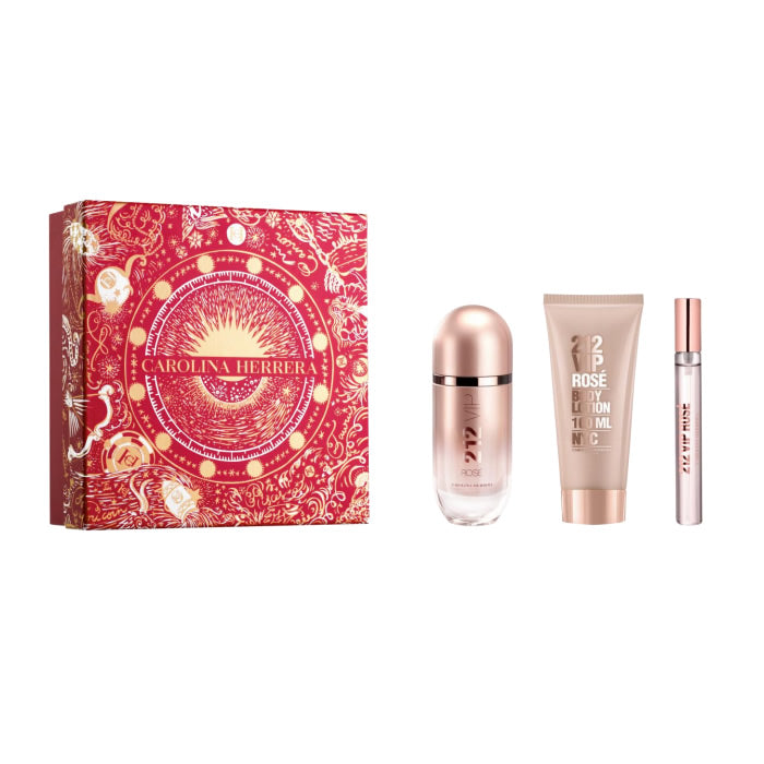 <tc>CAROLINA HERRERA</tc> 212 Vip Rose parfumska voda v spreju, 80 ml, 3 kosi, Božič 2023