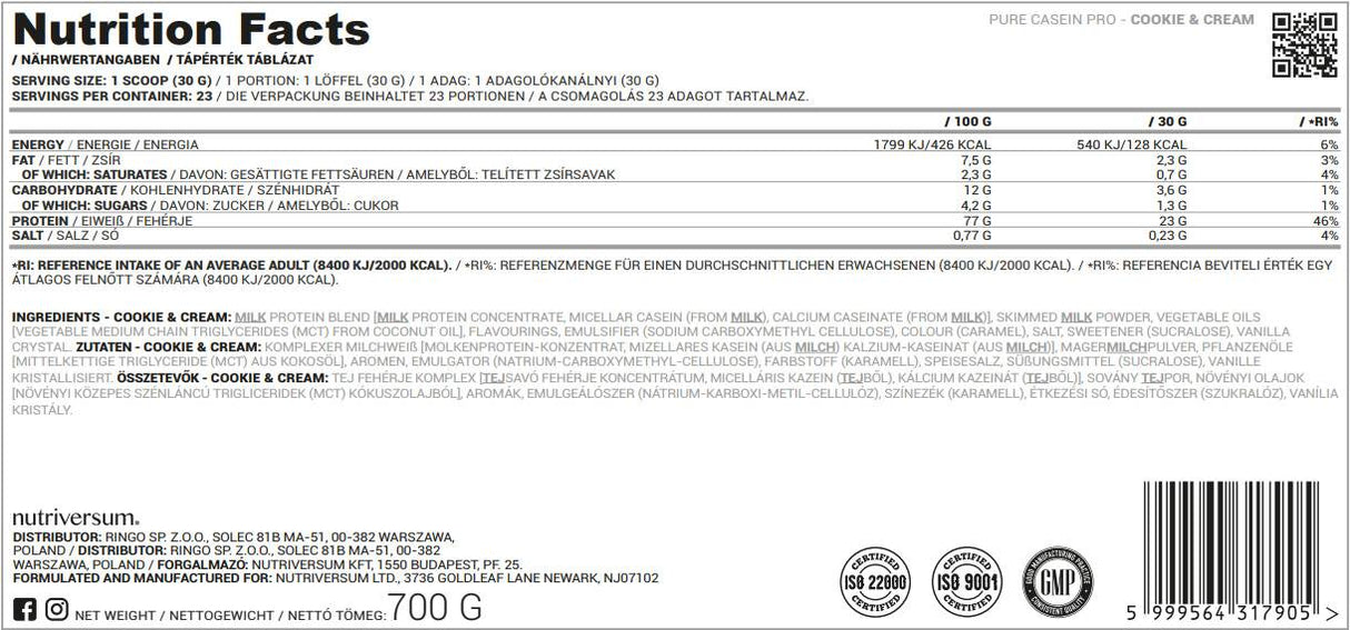 Casein pro Pure - 500 gramov