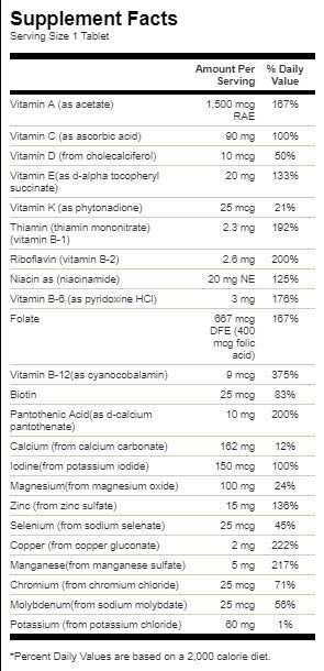 Century Formula Multivitamin brez železa - 130 tablet