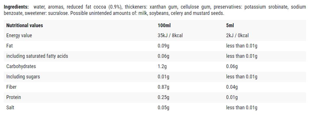Čokolada / 0 kalorični sirup - 500 ml