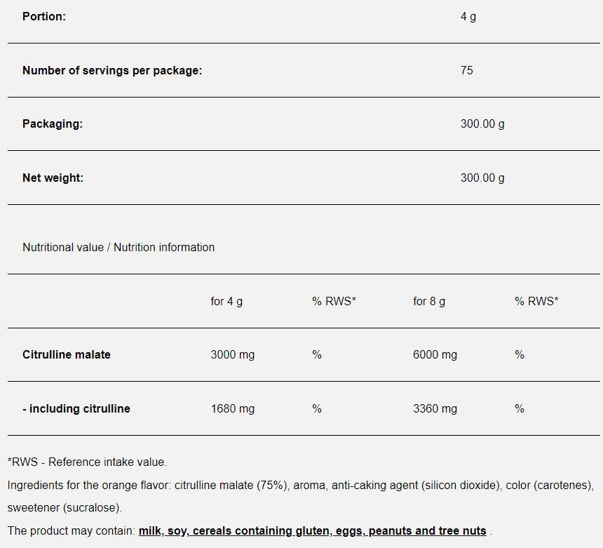 Citrulline max - 300 gramov