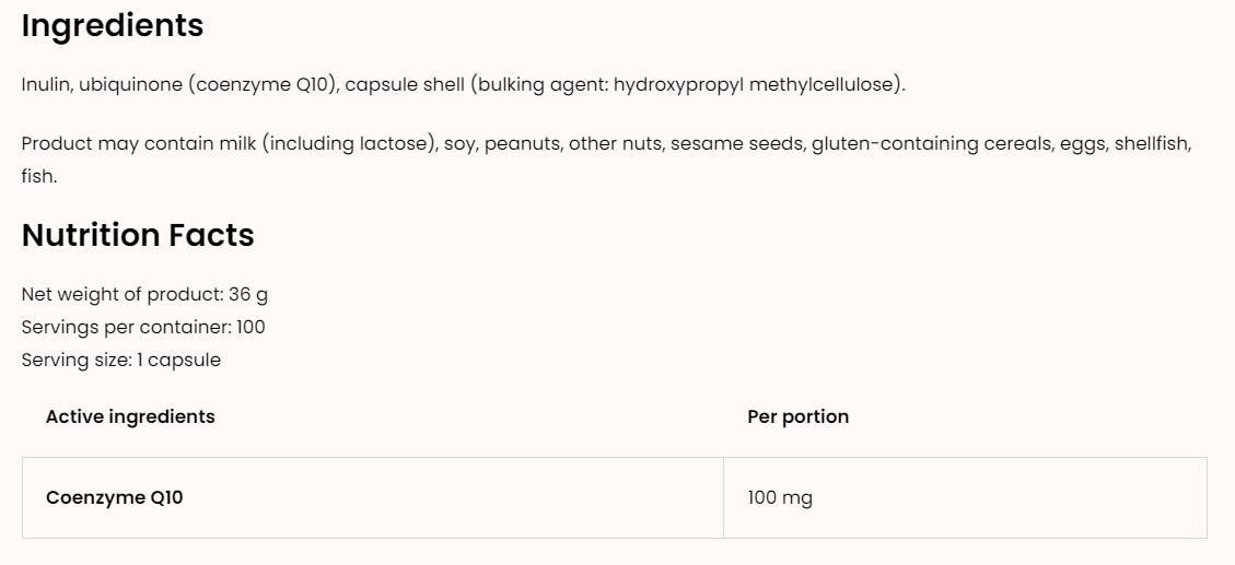 Coq10 / ubichinon 100 mg 100 kapsul