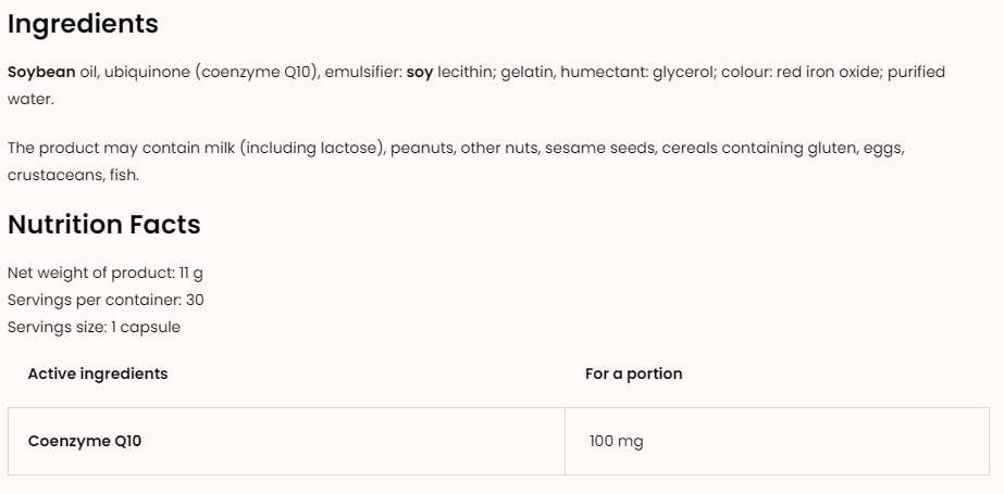 Coq10 / Ubichinon 100 mg - 30 gel kapsul
