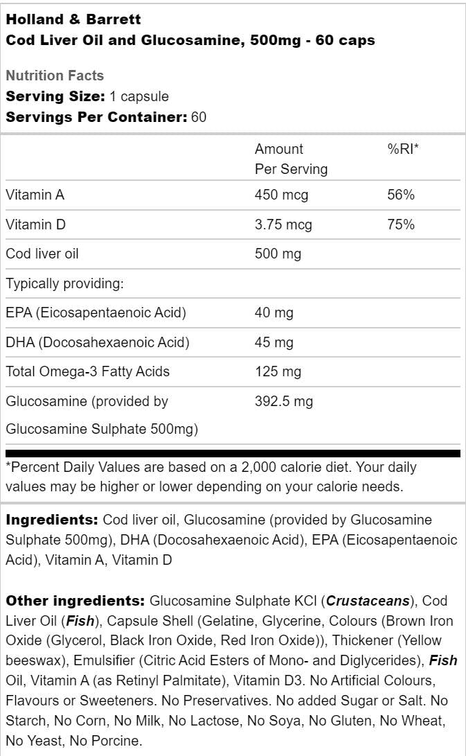Olje jeter Cod 500mg | Z glukozaminom - 60 kapsul