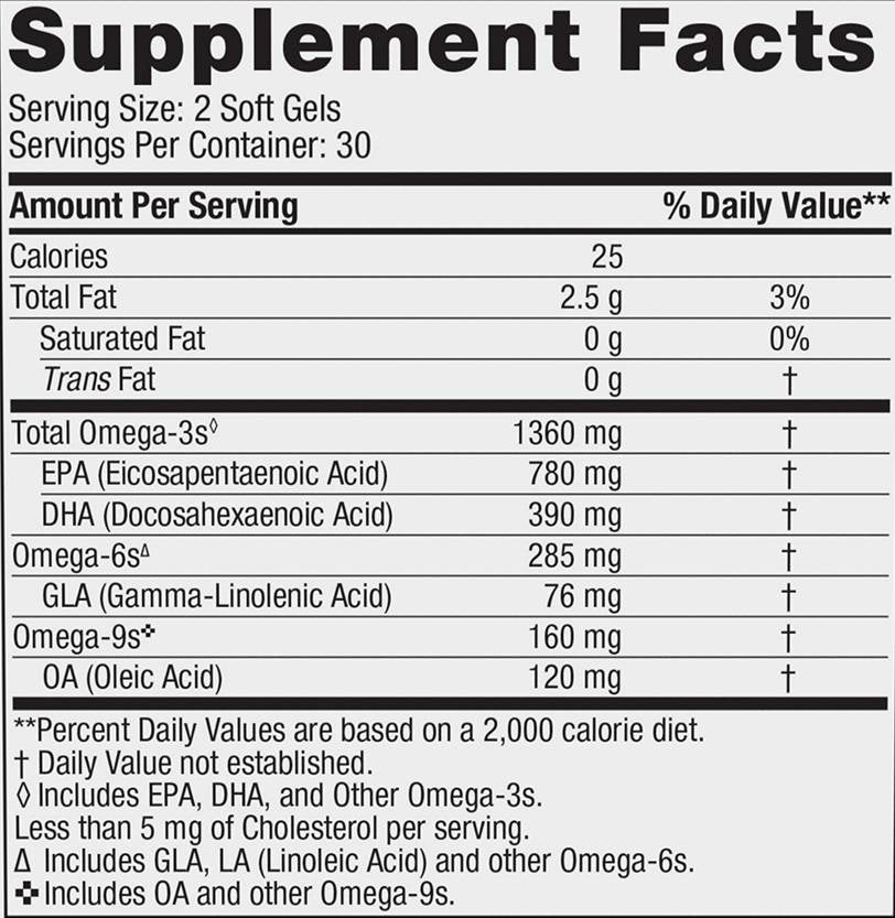 Popolna omega Xtra 1360 mg - 60 softgelov