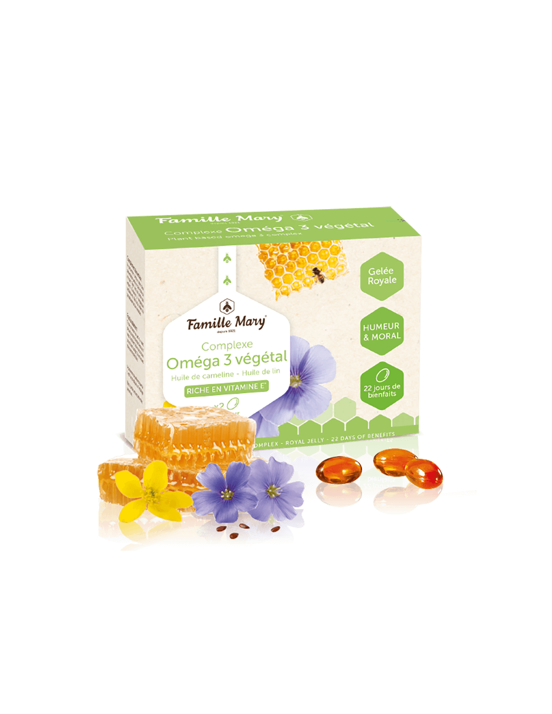 Complexe Oméga 3 Végétal - omega -3 iz rastlinskih virov + Royal Jelly, 45 kapsul