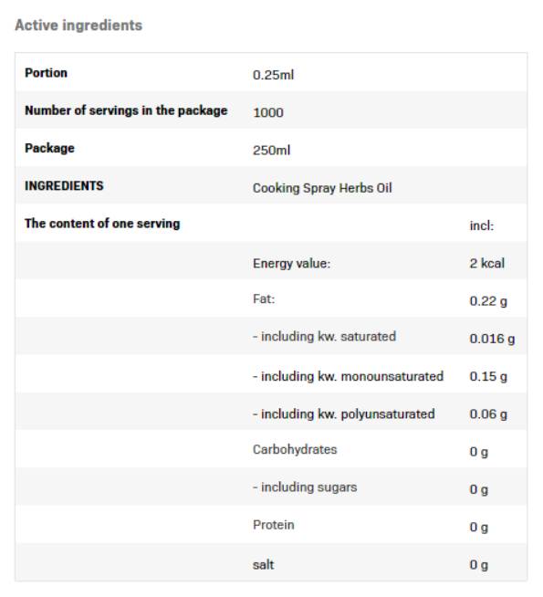 Kuhalni razpršilec - zeliščno olje - 250 ml