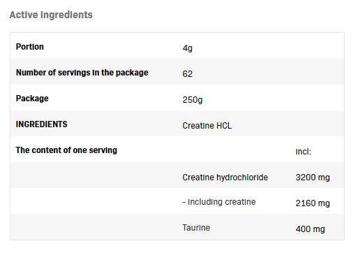 Aromatiziran kreatin HCl - 0,250 kg