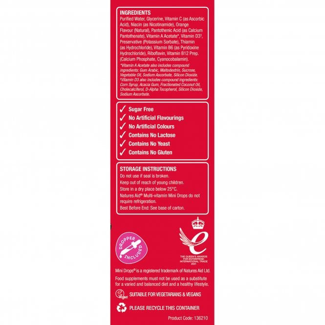 Multivitaminske kapljice za otroke (mini kapljice multi-vitamin) 50ml Naturesaid