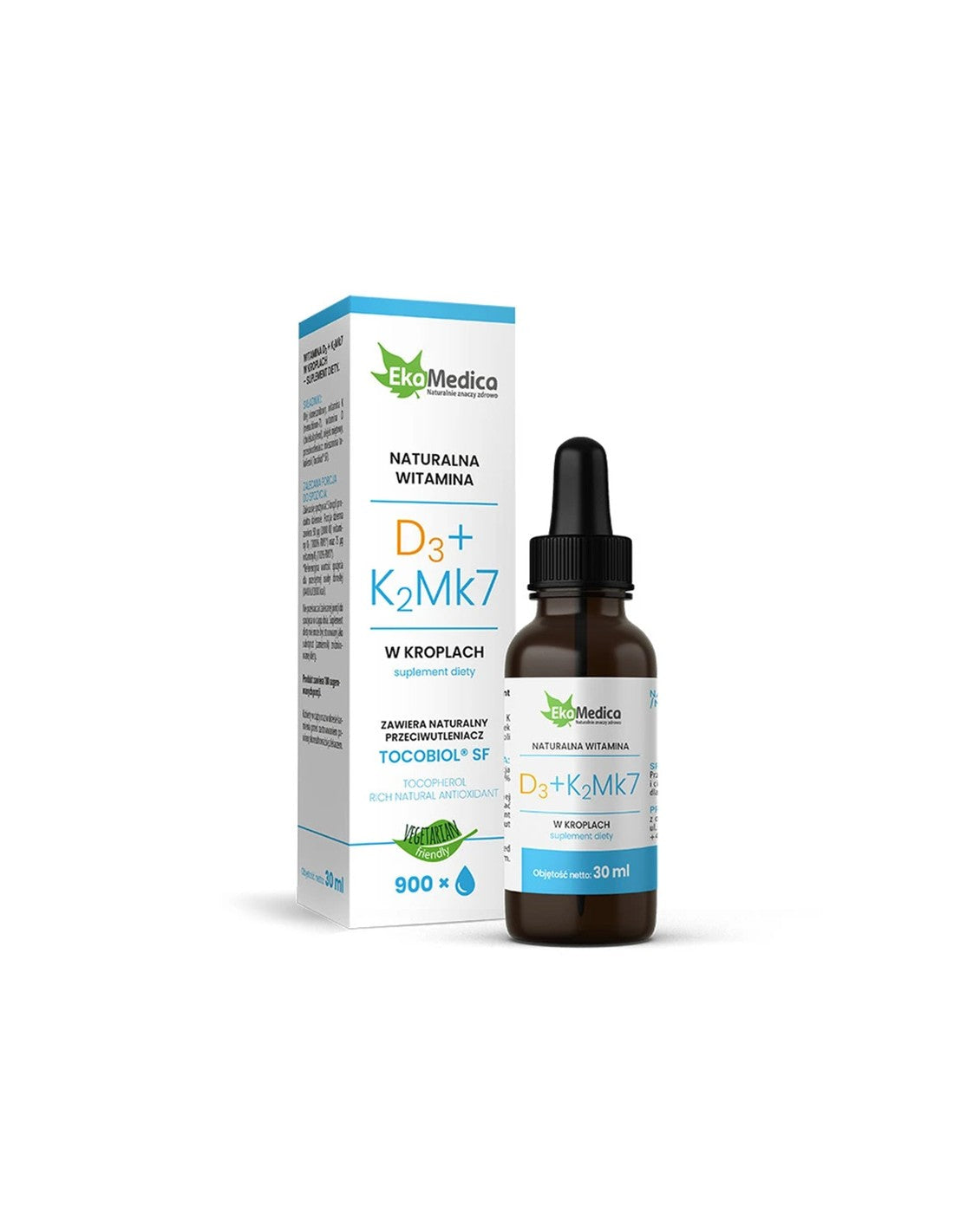 Kosti in zobje - vitamin D3 (10 μg/400 iu) in K2 (15 μg), 30 ml kapljic
