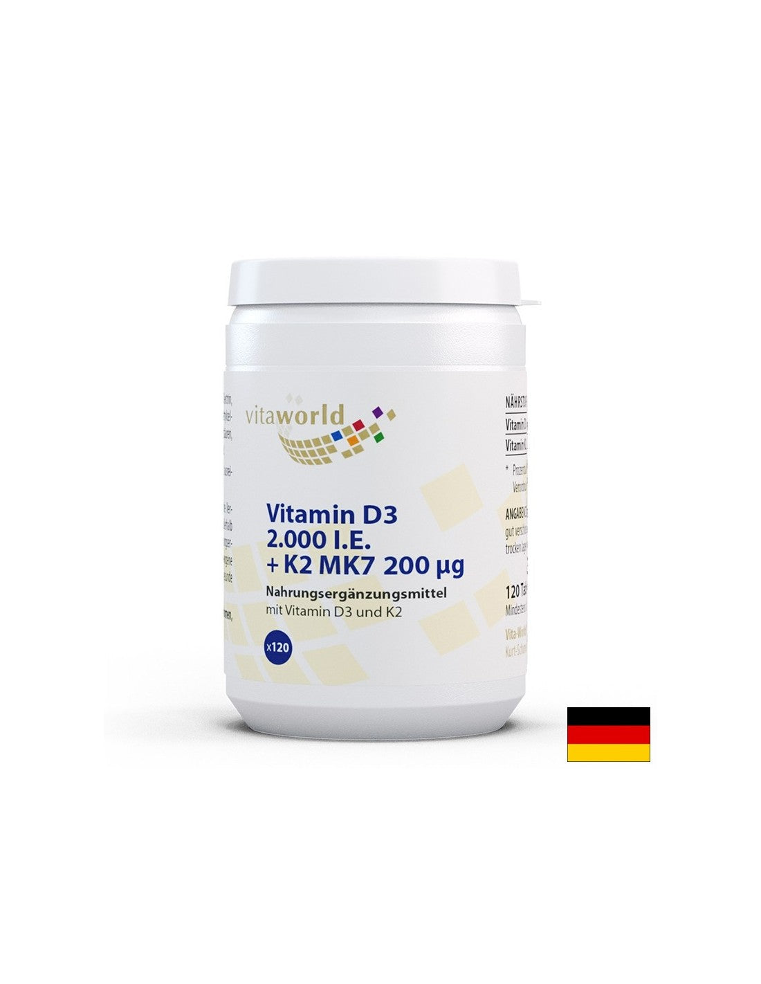 Kostni sistem - vitamin D3 50 µg + K2 MK7 200 µg, 120 tablet