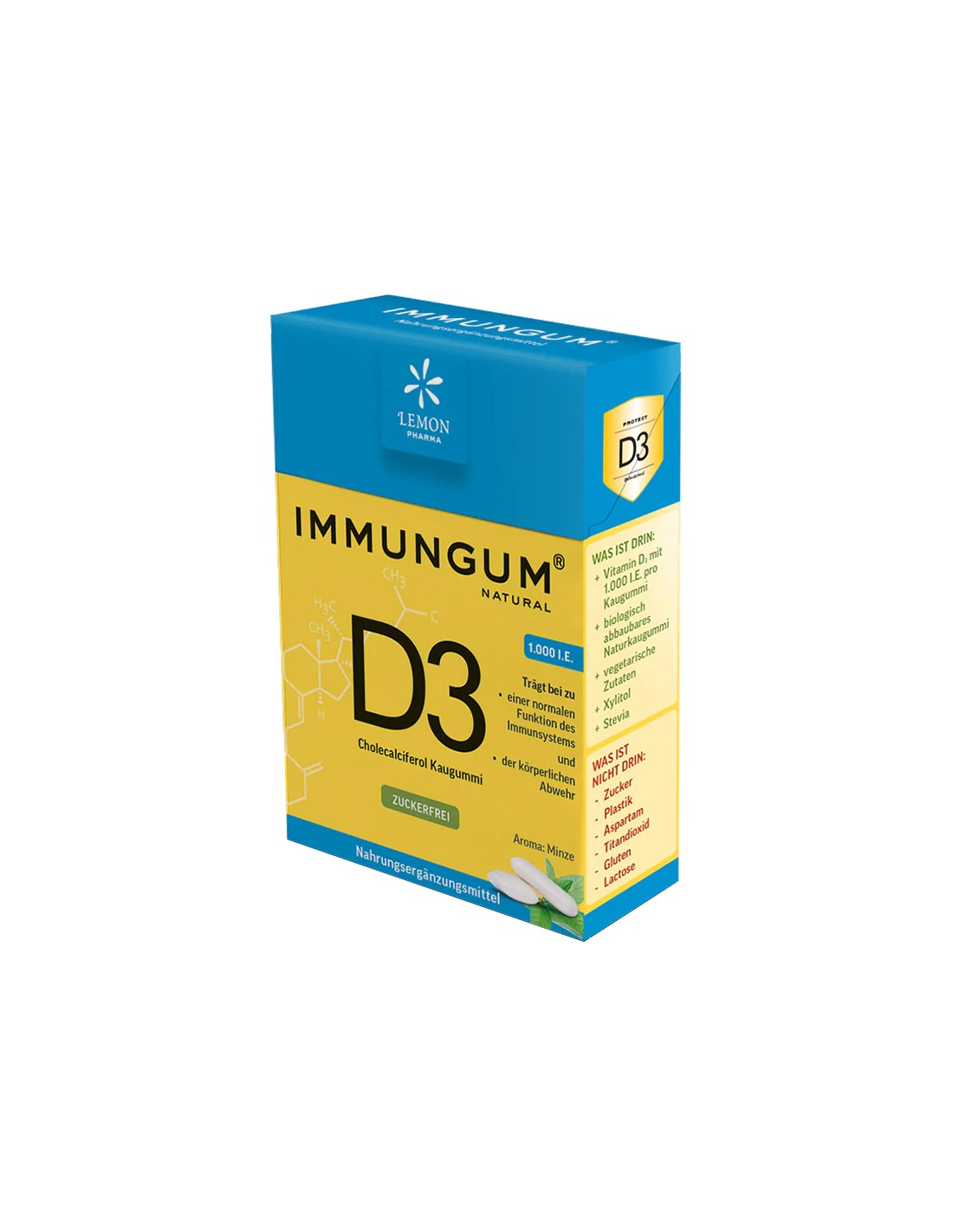 Žvečilni gumi z vitaminom D3 z okusom mete - Immungum, 20 kosov <tc>Lemon Pharma</tc>
