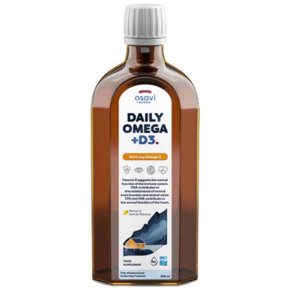 Dnevna omega + D3 tekočina | Naravna limona aromatizirana - 250 ml